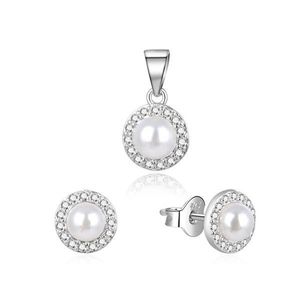 Beneto Pôvabná strieborná súprava šperkov s pravými perlami AGSET270PL (prívesok, náušnice) vyobraziť