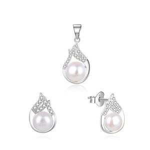 Beneto Elegantná strieborná súprava šperkov s pravými perlami AGSET220PL (prívesok, náušnice) vyobraziť