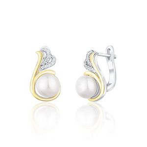 JwL Luxury Pearls Strieborné bicolor náušnice s pravými perlami a zirkónmi JL0720 vyobraziť