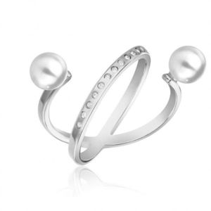 Emily Westwood Elegantný oceľový prsteň s perlami WR1023S vyobraziť