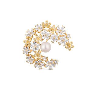 JwL Luxury Pearls Trblietavá pozlátená brošňa 2v1 s pravou perlou a kryštálmi JL0730 vyobraziť