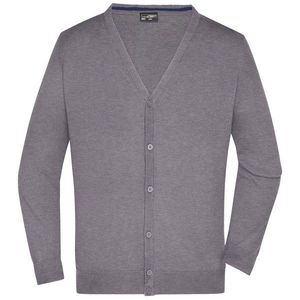 James & Nicholson Pánsky bavlnený sveter JN661 - Šedý melír | L vyobraziť