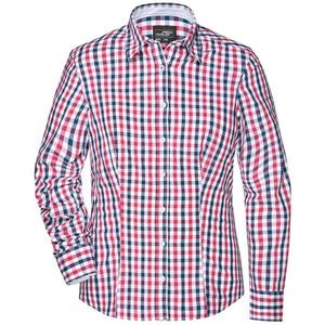 James & Nicholson Dámska kockovaná košeľa JN616 - Tmavě modrá / červená / tmavě modrá / bílá | L vyobraziť