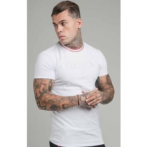Pánske tričko SikSilk S/S Piping Embroidery biele Veľkosť: M vyobraziť