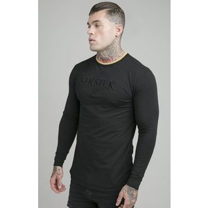 Pánske tričko SikSilk L/S Rib Collar čierne Veľkosť: L vyobraziť