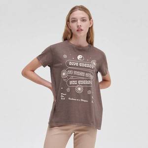 Cropp - Oversize tričko s potlačou - Hnědá vyobraziť