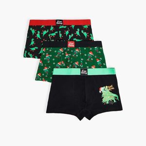 Cropp - Súprava 3 boxeriek s vianočnou potlačou - Zelená vyobraziť