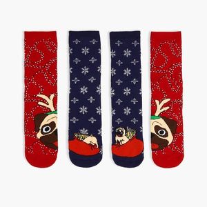 Cropp - Súprava 2 párov ponožiek s vianočným motívom - Červená vyobraziť