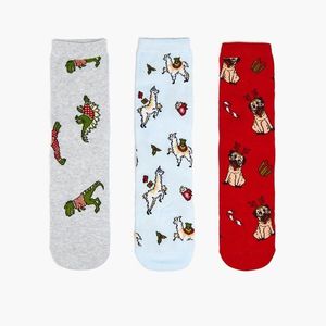 Cropp - Súprava 3 párov vianočných ponožiek - Červená vyobraziť