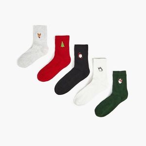 Cropp - Súprava 5 párov ponožiek s vianočnou výšivkou - Viacfarebná vyobraziť
