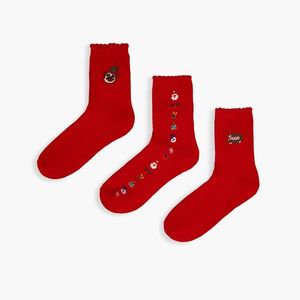 Cropp - Súprava 3 párov vianočných ponožiek - Červená vyobraziť