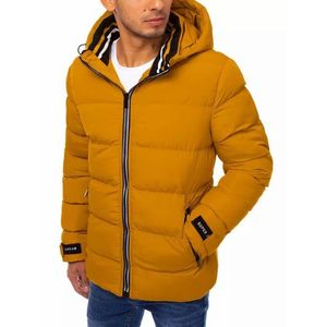 Trendová žltá zimná bunda s kapucňou vyobraziť