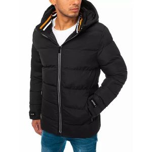 Trendová čierna zimná bunda s kapucňou vyobraziť
