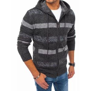 Originálny tmavo-šedý sveter s kapucňou vyobraziť