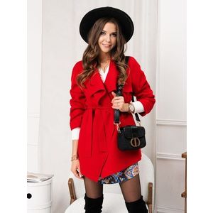 Zaujímavý dámsky kabát v červenej farbe CLR010 vyobraziť