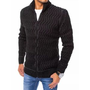 Čierny moderný sveter so zapínaním na zips vyobraziť