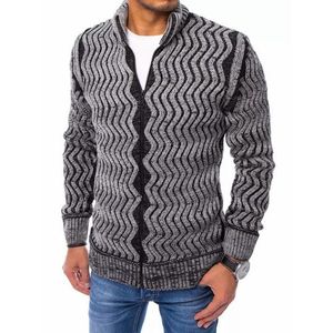 Tmavošedý moderný sveter so zapínaním na zips vyobraziť