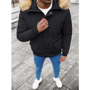 Čierna zimná bunda s kapucňou JS/M2019/392 vyobraziť