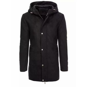 Štýlový čierny kabát s kapucňou vyobraziť