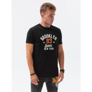 Pohodlné čierne tričko s potlačou Brooklyn S1434 V-19D vyobraziť