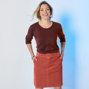 Blancheporte Zamatová sukňa s opaskom a sponou papriková 52 vyobraziť