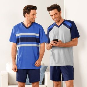 Blancheporte Pyžamo s krátkymi šortkami, súprava 2 ks modrá+sivá 137/146 (4XL) vyobraziť