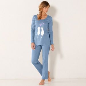 Blancheporte Pyžamo s potlačou mačiek modrá 56 vyobraziť