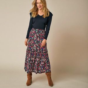 Blancheporte Dlhá sukňa s potlačou kvetín čierna/červená 50 vyobraziť