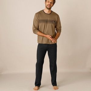 Blancheporte Pyžamo s nohavicami a dlhým rukávom čokoládová/čierna 127/136 (3XL) vyobraziť