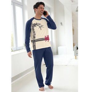 Blancheporte Pánske pyžamo s dlhými nohavicami, dlhé rukávy ražná/indigo 127/136 (3XL) vyobraziť