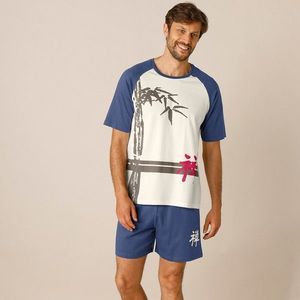 Blancheporte Pyžamo so šortkami s motívom bambusu ražná/indigo 147/156 (5XL) vyobraziť