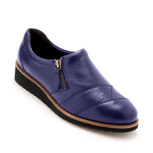 Blancheporte Kožené pohodlné topánky na klinovej podrážke, modré modrá 36 vyobraziť