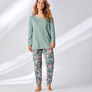 Blancheporte Pyžamo s potlačou kvetín a batikou zelenkastá 58 vyobraziť