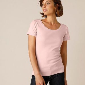 Blancheporte Jednofarebné tričko s krátkymi rukávmi, bio bavlna ružová pudrová 54 vyobraziť