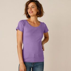 Blancheporte Jednofarebné tričko s krátkymi rukávmi, bio bavlna lila 54 vyobraziť