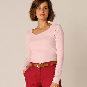 Blancheporte Jednofarebné tričko s dlhými rukávmi, bio bavlna ružová pudrová 46/48 vyobraziť