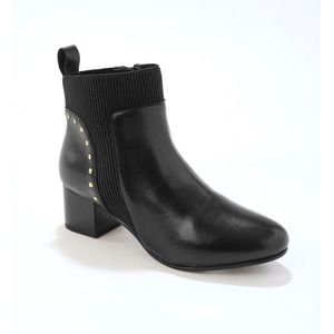 Blancheporte Kožené vysoké topánky s gumkou a cvočkami, čierne čierna 41 vyobraziť