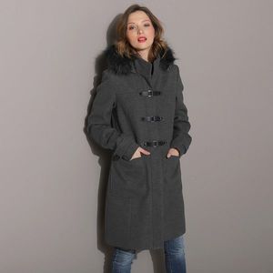 Blancheporte Jednofarebný kabát duffle-coat s kapucňou antracitový melír 52 vyobraziť