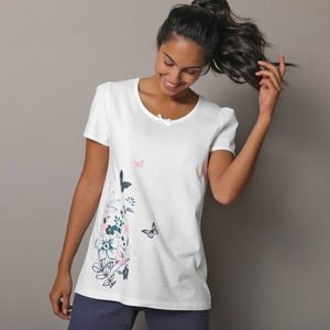 Blancheporte Pyžamové tričko s krátkymi rukávmi a stredovou potlačou biela 54 vyobraziť