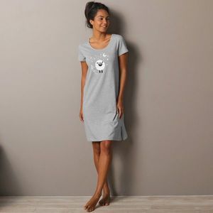 Blancheporte Nočná košeľa s krátkymi rukávmi s potlačou ovečky sivý melír 56 vyobraziť