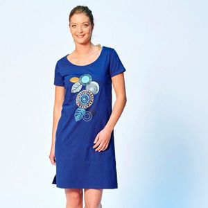 Blancheporte Krátka nočná košeľa, potlač rozety modrá 56 vyobraziť