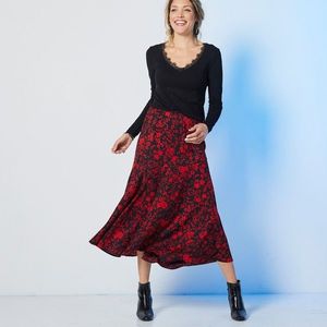Blancheporte Dlhá sukňa s potlačou čierna/červená 50 vyobraziť