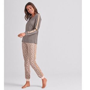 Blancheporte Pyžamo s trblietavými pruhy, leopardí vzor ružová/hnedosivá 52 vyobraziť