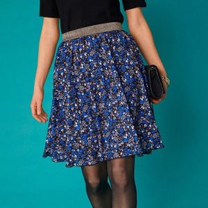 Blancheporte Krátka rozšírená sukňa s potlačou kvetín modrá 54 vyobraziť