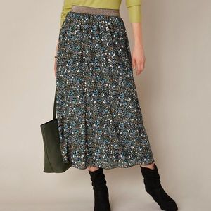Blancheporte Dlhá rozšírená sukňa s potlačou kvetín khaki 54 vyobraziť