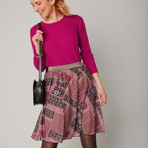 Blancheporte Krátka rozšírená sukňa s patchwork potlačou čierna/terakota 54 vyobraziť