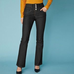 Blancheporte Bootcut džínsy s vysokým pásom, vnútor. dĺžka nohavíc 75 cm čierna 50 vyobraziť