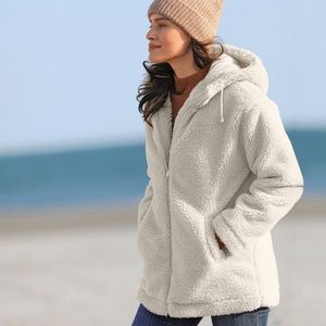 Blancheporte Buklé kabát s kapucňou a zipsovým zapínaním prírodná 38 vyobraziť