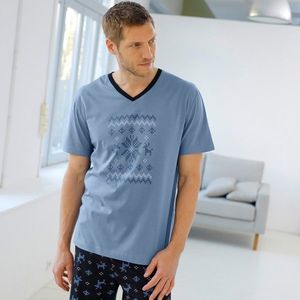 Blancheporte Pyžamové tričko s potlačou a krátkymi rukávmi modrá 137/146 (4XL) vyobraziť