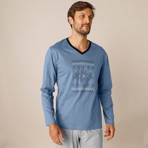 Blancheporte Pyžamové tričko s potlačou a dlhými rukávmi modrá 127/136 (3XL) vyobraziť